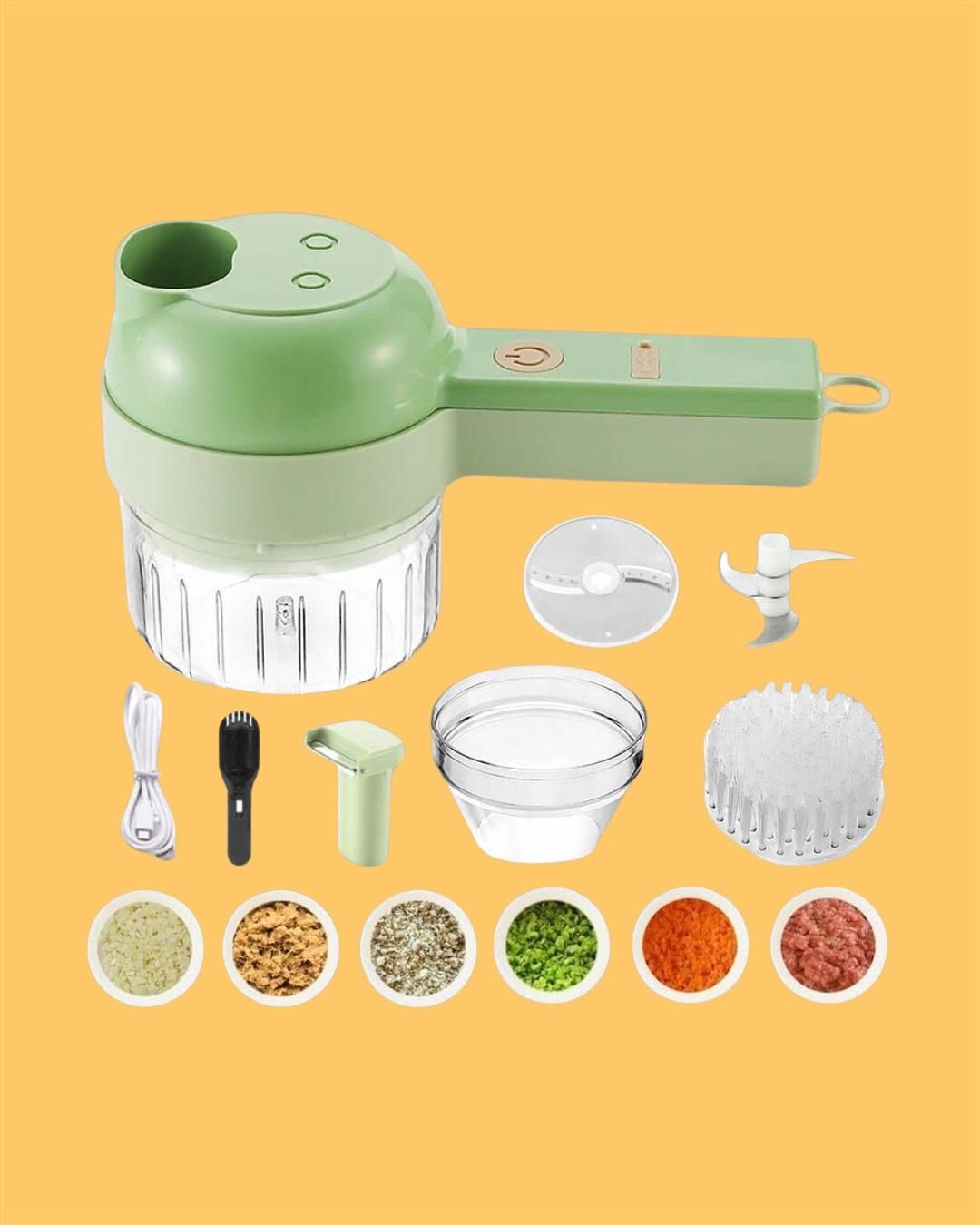 4-in-1 Portable Electric Vegetable Cutter Set – Your Smart Kitchen Partner!